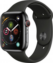 Apple Watch Series 4 (GPS + Cellular) 44mm Space Black Stainless Steel Case with Black Sport Band