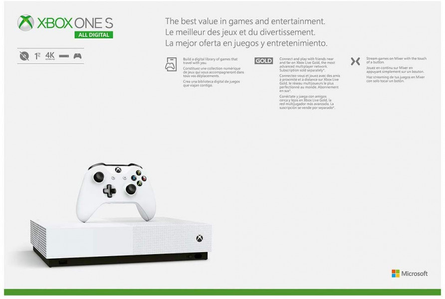 Microsoft Xbox One S 1TB All Digital Edition 3 Game Bundle
