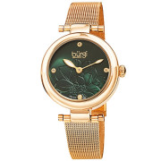 BURGI Flower Marker Quartz Diamond Green Dial Ladies Watch