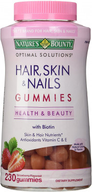Kẹo Dẻo Mọc Tóc Đep Da Nature's Bounty Optimal Solutions Hair, Skin & Nails 230 viên