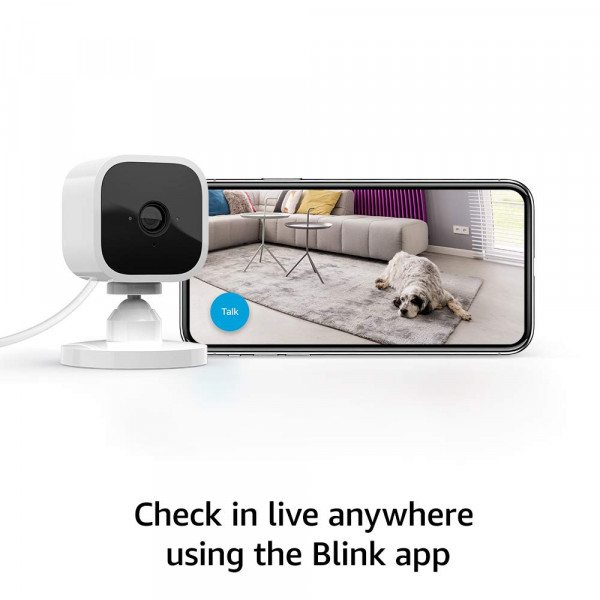Blink Mini Camera, 1080 HD video, motion detection, night vision, works with Alexa