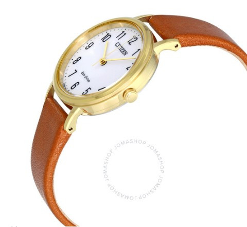Đồng Hồ Nữ Citizen Chandler Eco-Drive White Dial Brown Leather