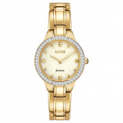 CITIZEN Silhouette Crystal Champagne Dial Gold Ladies Watch