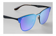 RAY BAN Blaze Clubmaster Violet/Blue Mirror Square Sunglasses RB3576N 153/7V