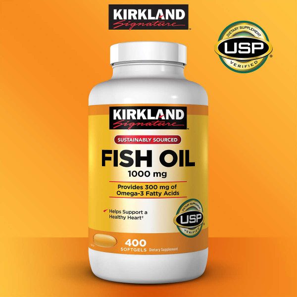 Dầu Cá Kirkland Signature Fish Oil 1000 mg., 400 Viên
