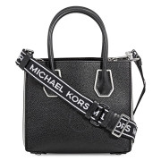 MICHAEL KORS Mercer Pebbled Leather Messenger Bag - Black / White