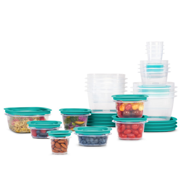 Rubbermaid, Press & Lock Easy Find Lids, Food Storage Containers, Teal, 42-Piece Set