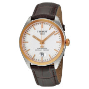 PR100 Silver Dial Brown Leather Men's Watch T1014512603100
